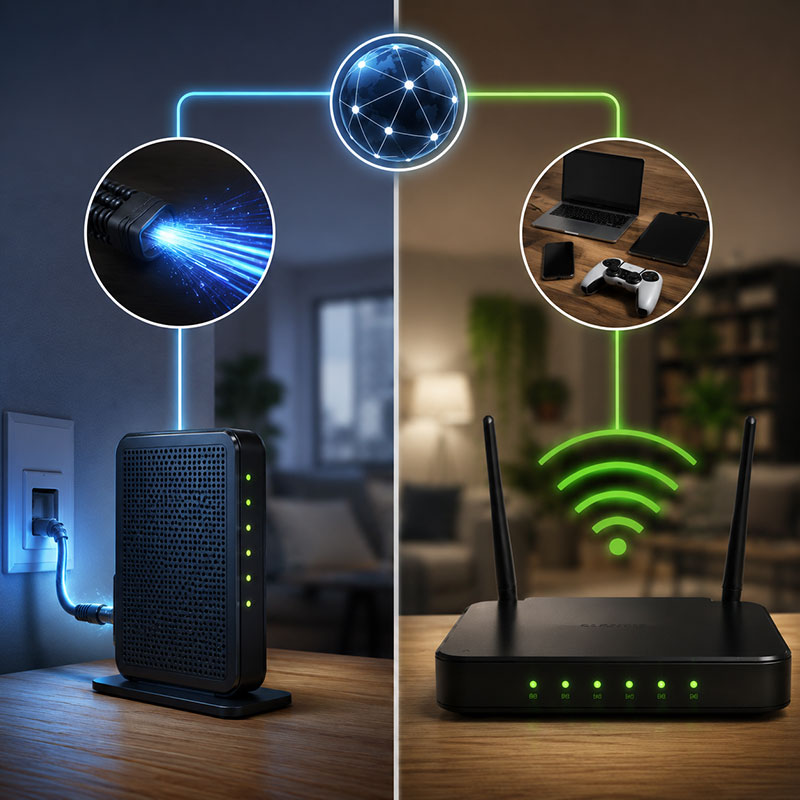 Diferença entre modem e roteador